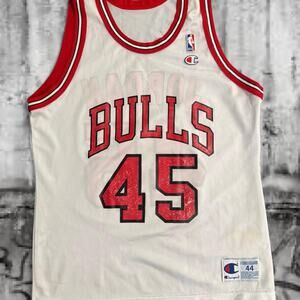 Vintage Champion Chicago Bulls  Michael Jordan #45 Jersey - White/Red – Sz 44 L
